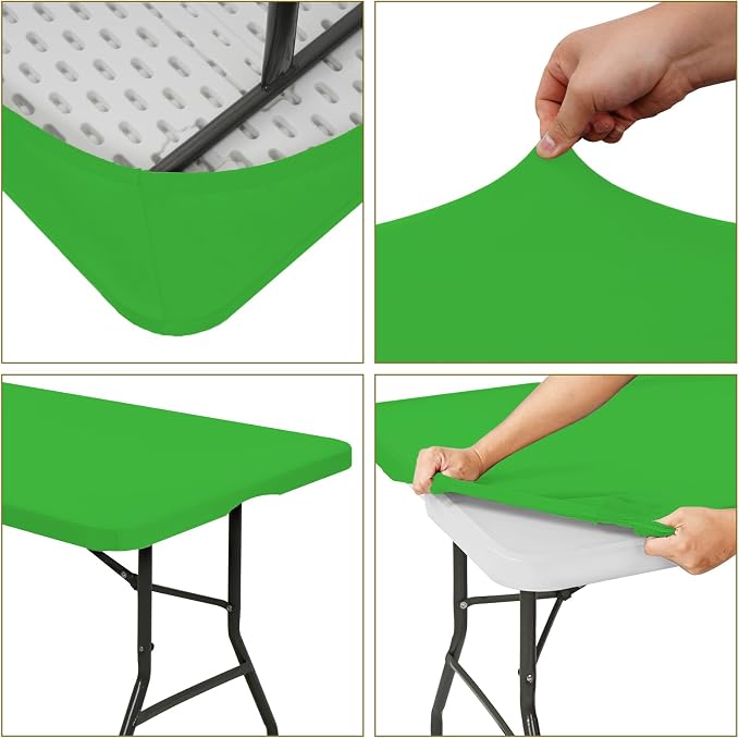 6 Pack Fitted Tablecloth for 6 Foot Rectangle Tables, Washable Stretch Folding - Image 6