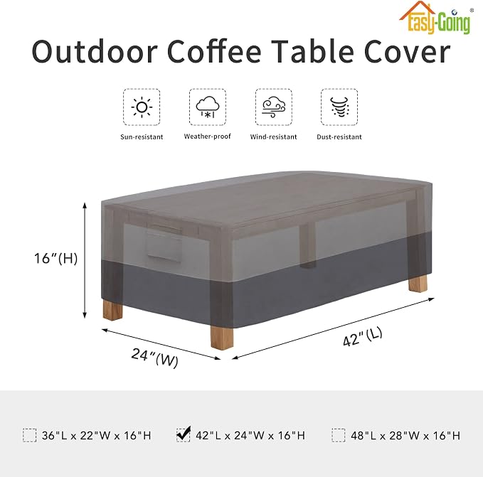 Easy-Going Patio Coffee Table Cover Small Outdoor Rectangular Table Cover - Image 2