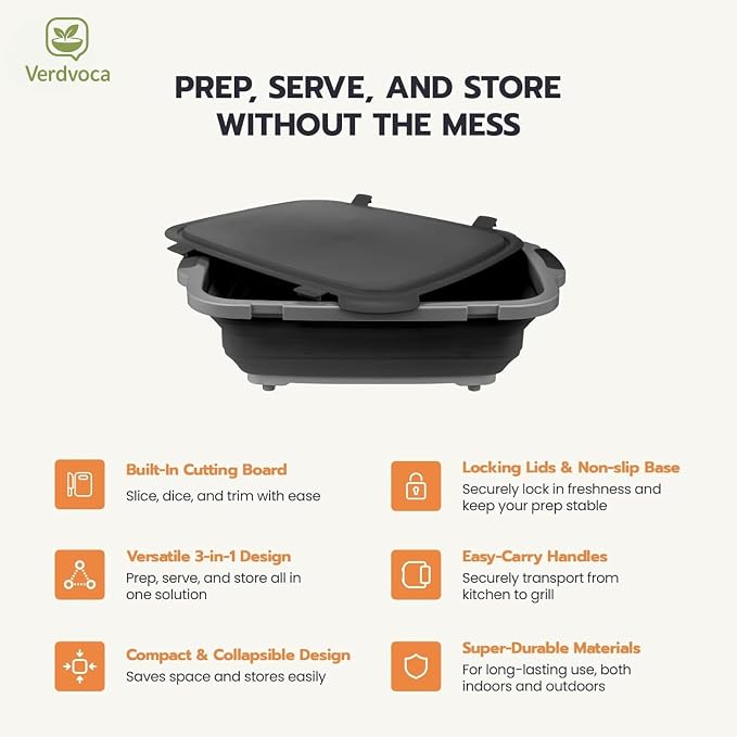 16L Black Collapsible BBQ Prep Tub - Image 9