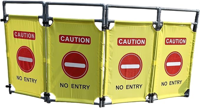 4 Panels 7.8FT Foldable Safety Barricade Security Sign Barrier Heavy Duty PVC by Unknown
