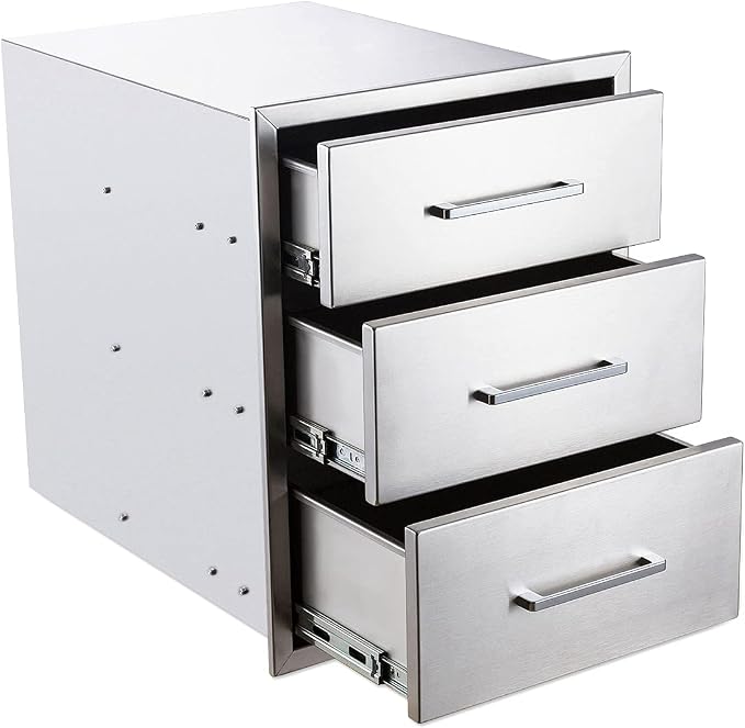 TIANAI Outdoor Kitchen Drawers Stainless Steel Triple Drawer - Image 4