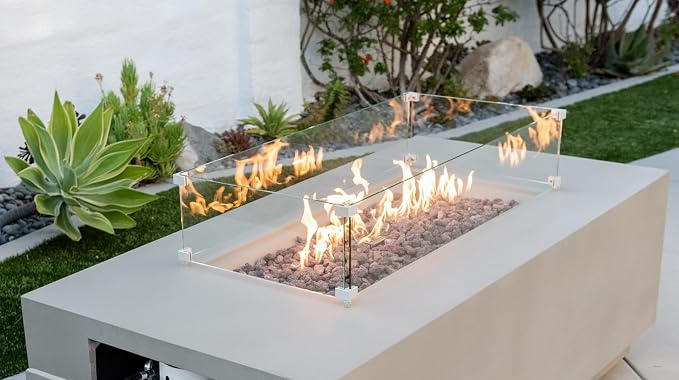 AMS Fireplace | Rectangular Fire Pit Glass Wind Guard - Image 6