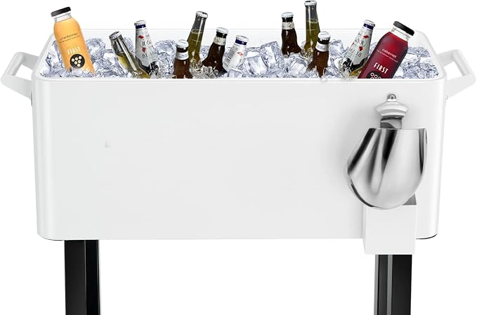 EDOSTORY 80 Quart Rolling Ice Chest Cooler Cart, Patio Backyard Party Drink - Image 4