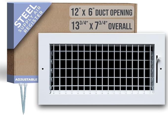 Fits 12x6 Duct Opening Steel Adjustable Air Supply Grille by Handua | Register by Handua