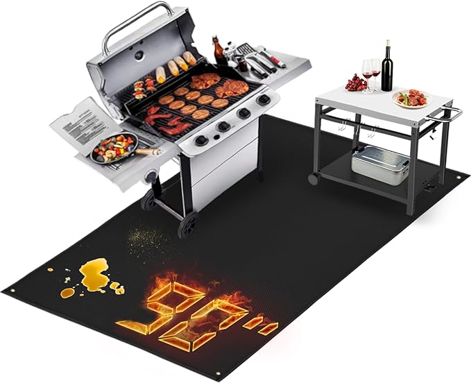 Grill Floor Mat 90 x 48 in Fireproof Heat Resistant Deck Protector