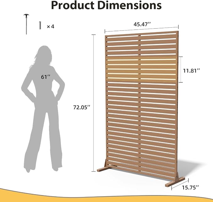 Privacy Fence Screen with Stand 6 Panel 72" H×47" W HDPE Decorative Panels with - Image 5