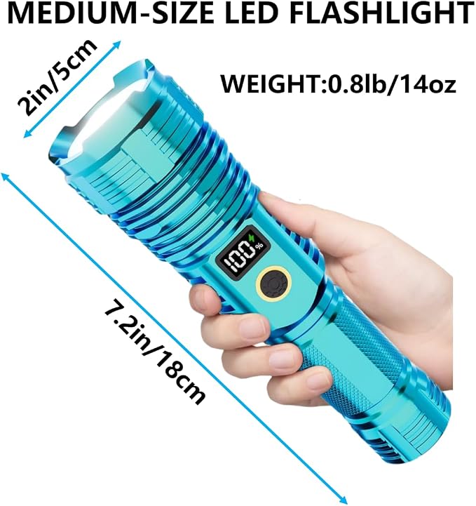 Flashlights High Lumens Rechargeable, LED Super Bright Flash Light Long Beam - Image 6