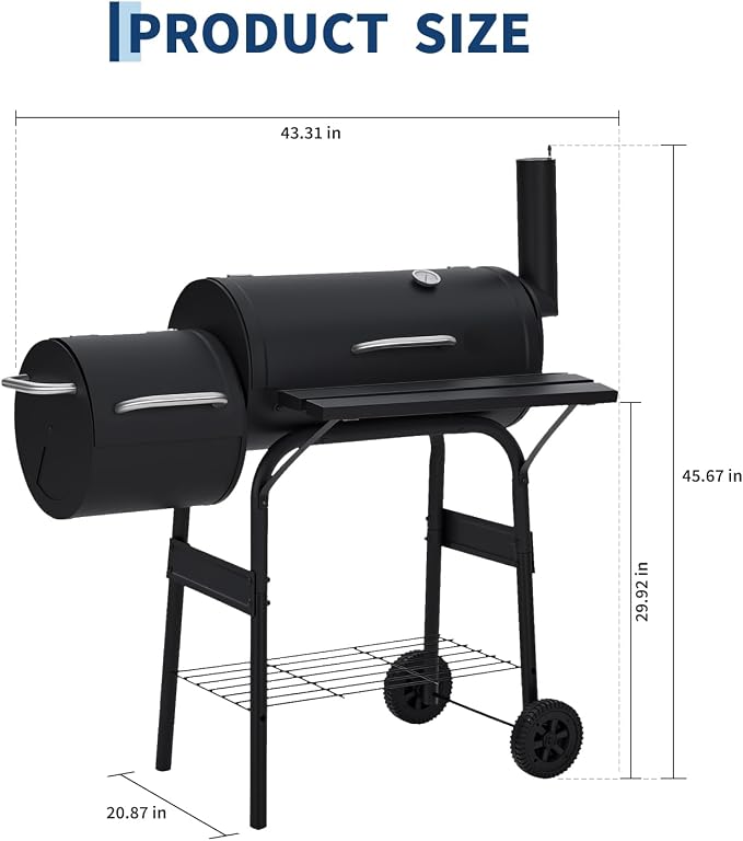 Garvee Charcoal Grills with Offset Smoker, Outdoor BBQ Grill with Handle and - Image 7