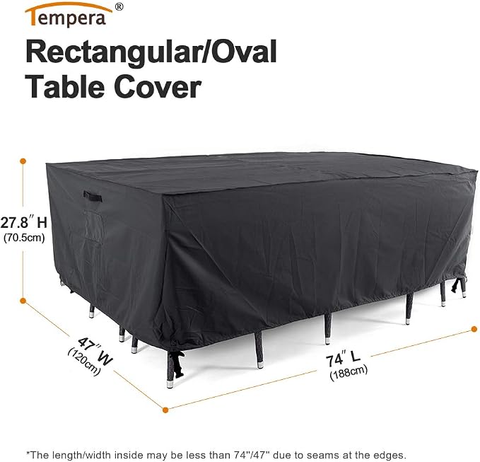 Tempera Patio Furniture Covers, Outdoor Table Cover Waterproof Rectangle - Image 2