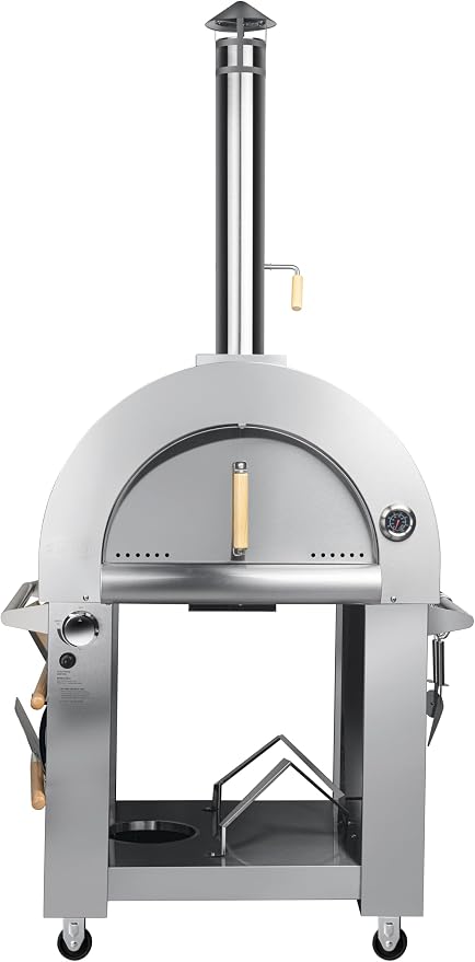 KoolMore 32 in. Outdoor Gas and Wood fired Pizza Oven in Stainless-Steel by KoolMore