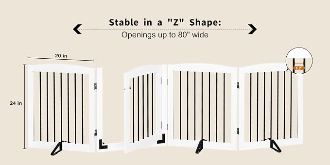 Freestanding Dog Gates with Door Walk Through, 80 inch Wide Gates Indoor - Image 6