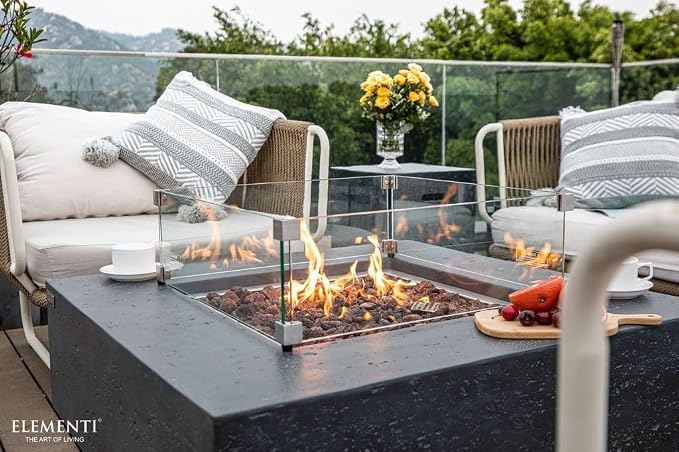 Elementi | Bundle Manhattan Gas Fire Pit Cast Concrete 36" Square Fire Table - Image 5
