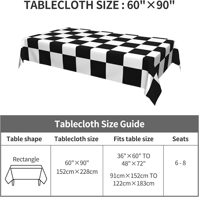 Worltoldb Checkered Polyester Tablecloth, Water Resistant, All-Season - Image 3