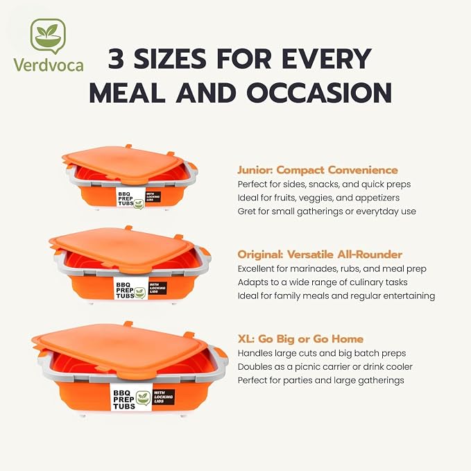 30L Orange & 16L Black Collapsible BBQ Prep Tub - Image 8
