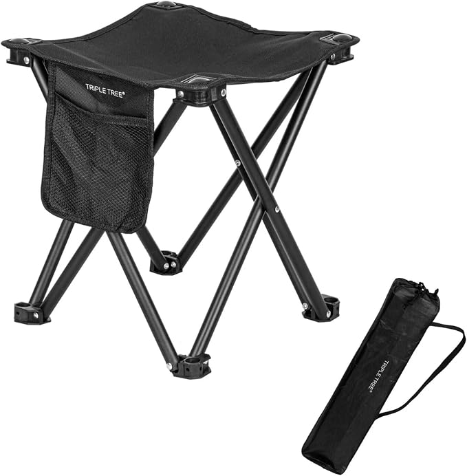 Triple Tree 1 Pack Folding Camping Stool, 13.8 Inch Small Portable Lightweight by Zaboro