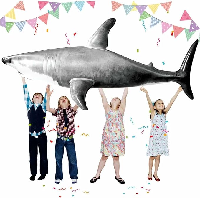 Extra Large Inflatable Shark Pool Toy, 79inch Shark Pool Birthday Party by ILEISURELY