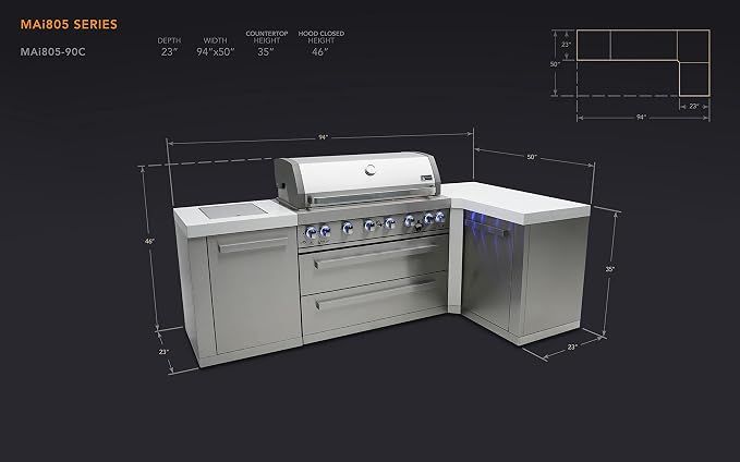 Mont Alpi MAi805-90 44-inch 6-Burner 115000 BTU 90 Degree Corner Stainless - Image 5