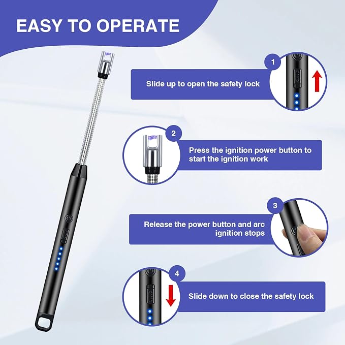 2 PCS Candle Lighter, Electric Lighter Arc Windproof Flameless - Image 4