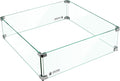 Holy Fire 29.5" L x 29.5" x 6" Square Fire Pit Glass Wind Guard Clear Tempered by HOLYFIRE