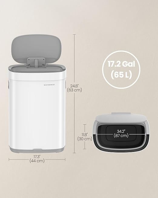 SONGMICS Kitchen Trash Can, 17.2-Gallon Motion Sensor Garbage Can, Stainless - Image 6