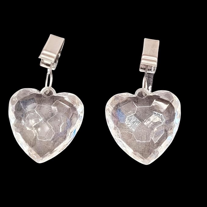 TwoFish Home Set of 4 Crystal Heart Tablecloth Clamps Crystal Heart Handicraft - Image 6