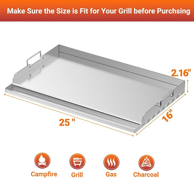 Skyflame 25"x16" Stainless Steel Griddle Plate - Image 2