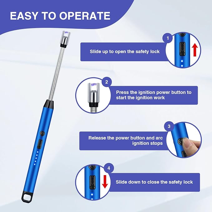 2 PCS Candle Lighter, Electric Lighter Arc Windproof Flameless - Image 4