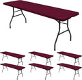 6 Pack Stretch Fabric Table Top Cap Cover, fits 8' Tables, Spandex Table Covers by REWOMC