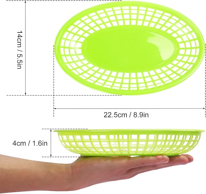 80 Pcs 9 x 5.7 Inch Reusable Oval Fast Food Baskets, Sturdy Plastic Serving - Image 2