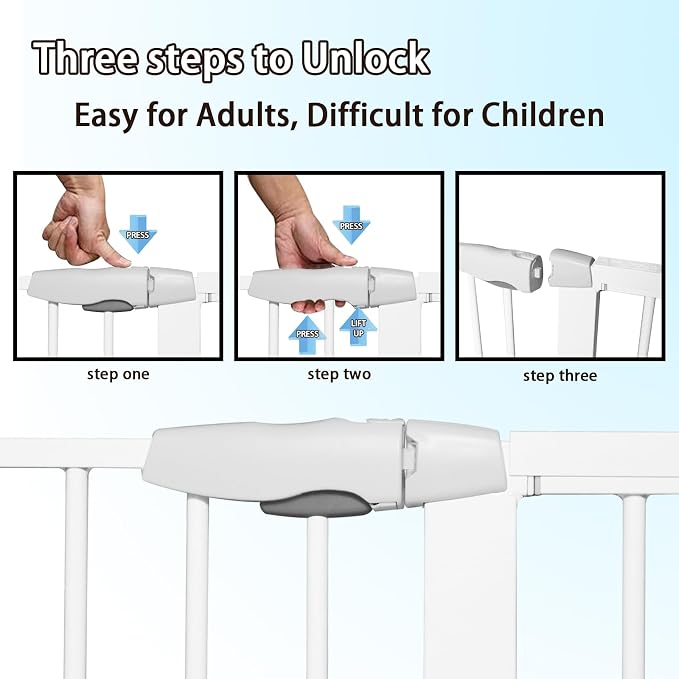 115“-134.6" Wide Baby Gate for Stairs, Mom's Choice Awards Winner-Self Closing - Image 3