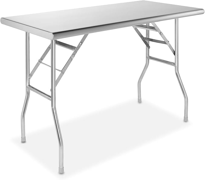 GRIDMANN Stainless Steel Folding Table 48 x 24 Inch, NSF Kitchen Prep & Work by GRIDMANN