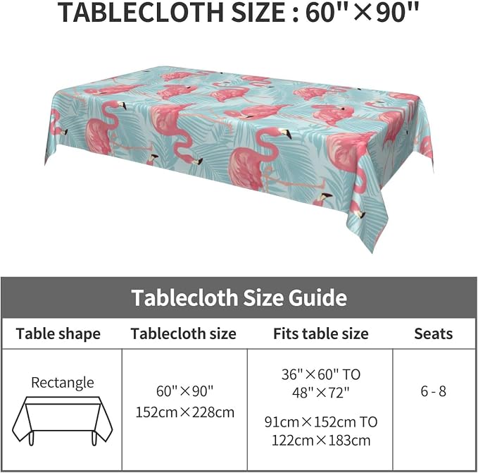 Worltoldb Flamingo Palm Leaf Tablecloths Polyester Table Cloth - Image 3