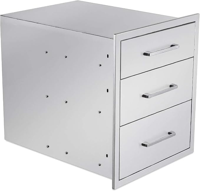 Outdoor Kitchen Drawers Stainless Steel 3-Drawer BBQ Drawer 16" W x 21" H x 23" - Image 4