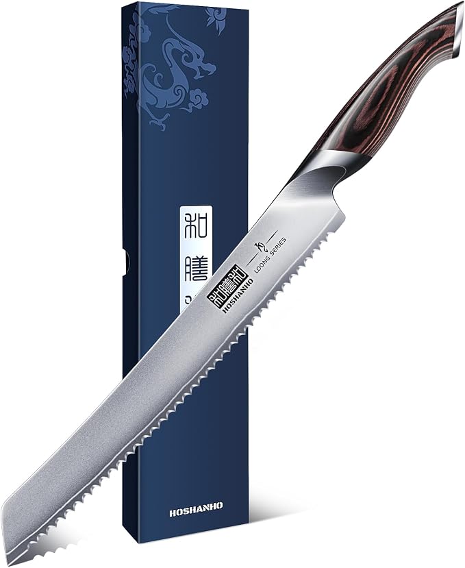 HOSHANHO Bread Knife 10 inch, Japanese High Carbon Stainless Steel Serrated by HOSHANHO