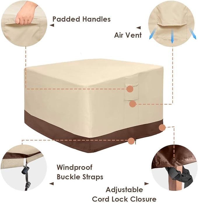 Vailge Fire Pit Cover Square, 100% Waterproof Square Gas Firepit Table Cover - Image 5
