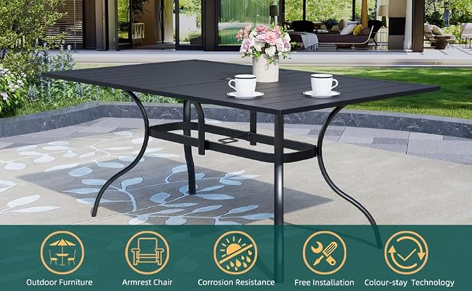 Vrivla Outdoor Dining Table, Rectangular Patio Table - Image 4
