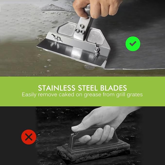 6" Stainless Steel Griddle Scraper Blades 6 Pack, Razor Sharp Grill Scraper - Image 4