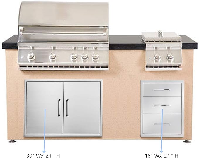 Outdoor Kitchen Drawers Stainless Steel 3-Drawer BBQ Drawer 18" W x 21" H x 23" - Image 2
