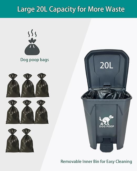 Large Dog Poop Trash Can Outdoor 20L / 5.3 Gallon - Image 9
