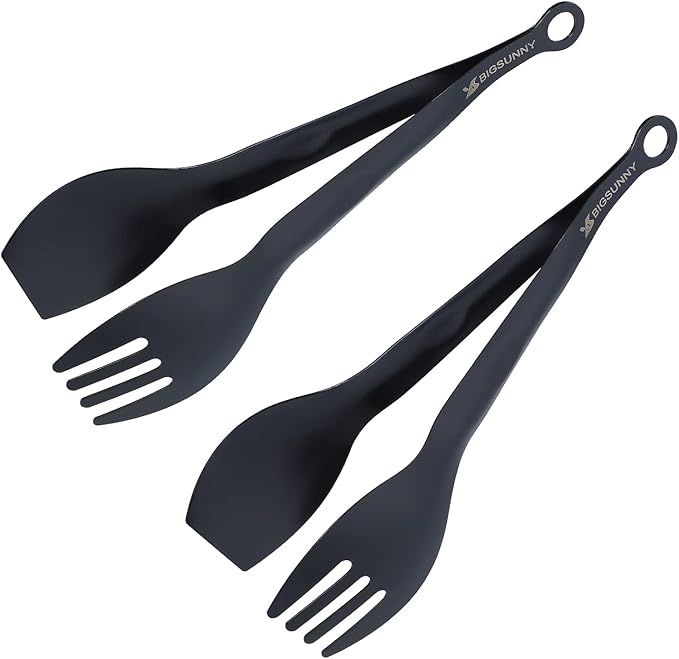 Tongs for Serving, Black Stainless Steel, 9 Inch Set of 2