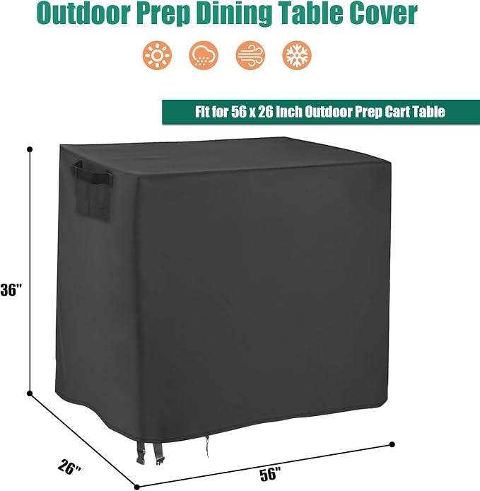 Outdoor Prep Table Cover, 56 inch Waterproof Patio Serve Prep Storage Cart Cover - Image 2