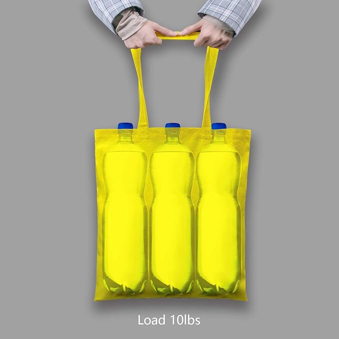 TOPDesign 12-Pack Economical 16"x15" Yellow Cotton Tote Bag, Lightweight Medium - Image 6