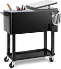 EDOSTORY 80 Quart Rolling Ice Chest Cooler Cart, Patio Backyard Party Drink by EDOSTORY