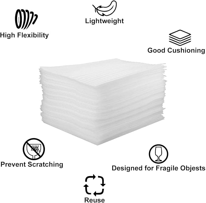 100-Count Cushion Foam Sheets 12 x 12 inch Foam Wrap Sheets Packing Cushioning - Image 5
