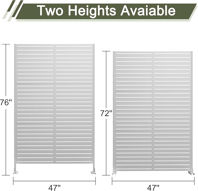 Metal Privacy Screen Outdoor 72" H×47" W, Freestanding Decorative Privacy Screen - Image 5