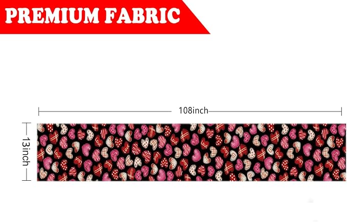 Valentines Day Decorations Table Runner Love Hearts Black Kitchen Dining Table - Image 2