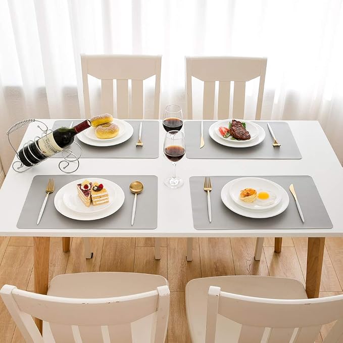 DOLOPL Faux Leather Placemats Set of 6, Wipeable Heat Resistant Table mats - Image 5