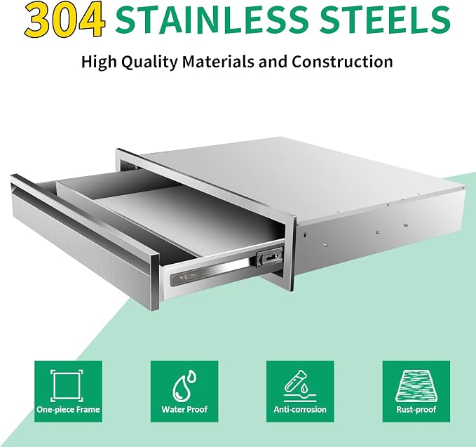 Outdoor Kitchen Drawers 30" W x 6.5" H x 23" D Stainless Steel Single Drawers - Image 3