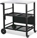 VINGLI Stainless Steel Foldable Grill Table Cart, Outdoor Food Prep Rolling Cart by VINGLI