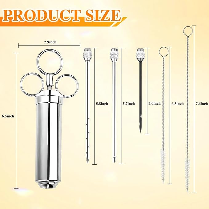 304-Stainless Steel Meat Injector Syringe Kit - Image 4